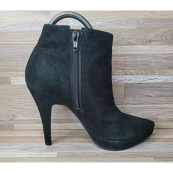 Steve Madden Survey Ankle Boots Black Suede‎ Platform Point Toe Womens Size 7 - Picture 5 of 14